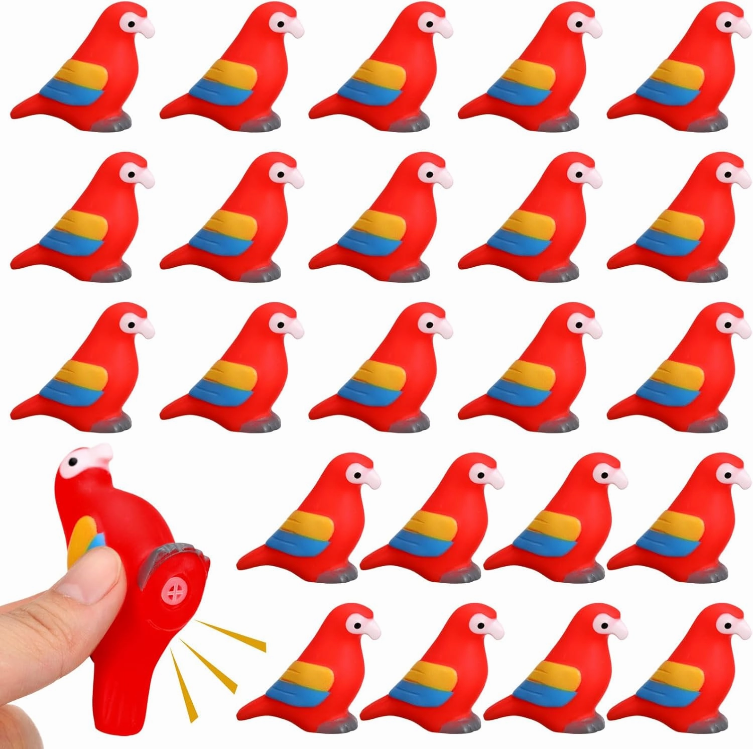 Sotiff 24 Pcs Rubber Animals Hawaiian Tropical Rubber Parrot Bath Toy for Kids Summer Decorative Birds for Summer Baby Bathtub Toys Soft Bath Tub Party Decoration Bath Pool Birthday Gifts