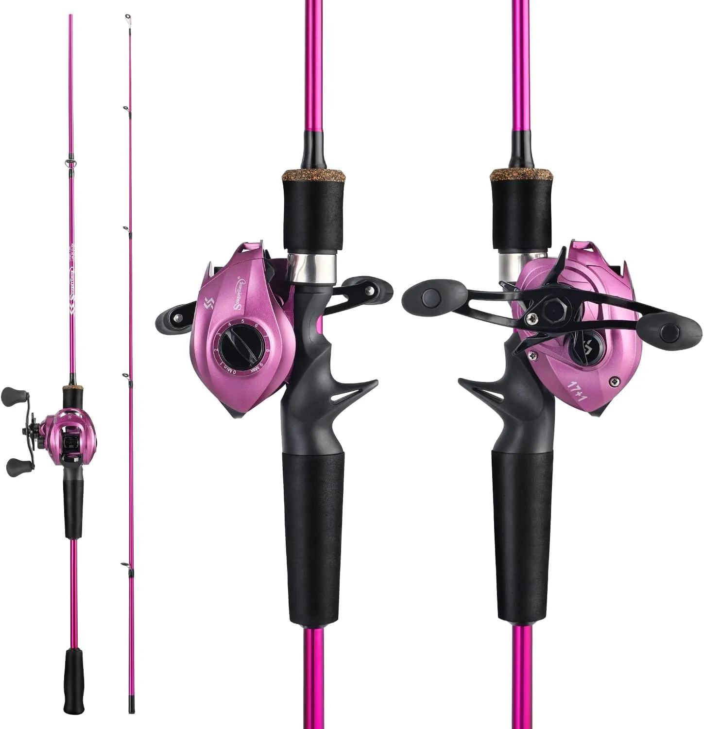 Sougayilang Baitcaster Reel and Fishing Rod Combo, 2-Piece Fishing Pole with Comfort EVA Grip Handle