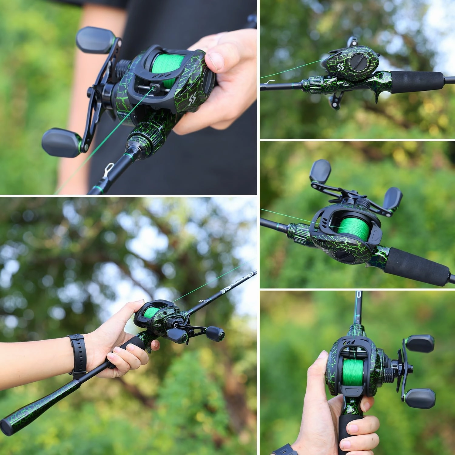 Sougayilang Casting Fishing Rod Combos, IM6 Graphite 2Pc Blanks, Anti-Reverse Baitcasting Reel, Stainless Steel Guides