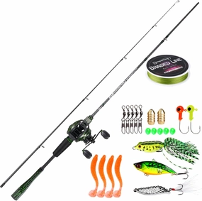 Sougayilang Casting Fishing Rod Combos, IM6 Graphite 2Pc Blanks, Anti-Reverse Baitcasting Reel, Stainless Steel Guides