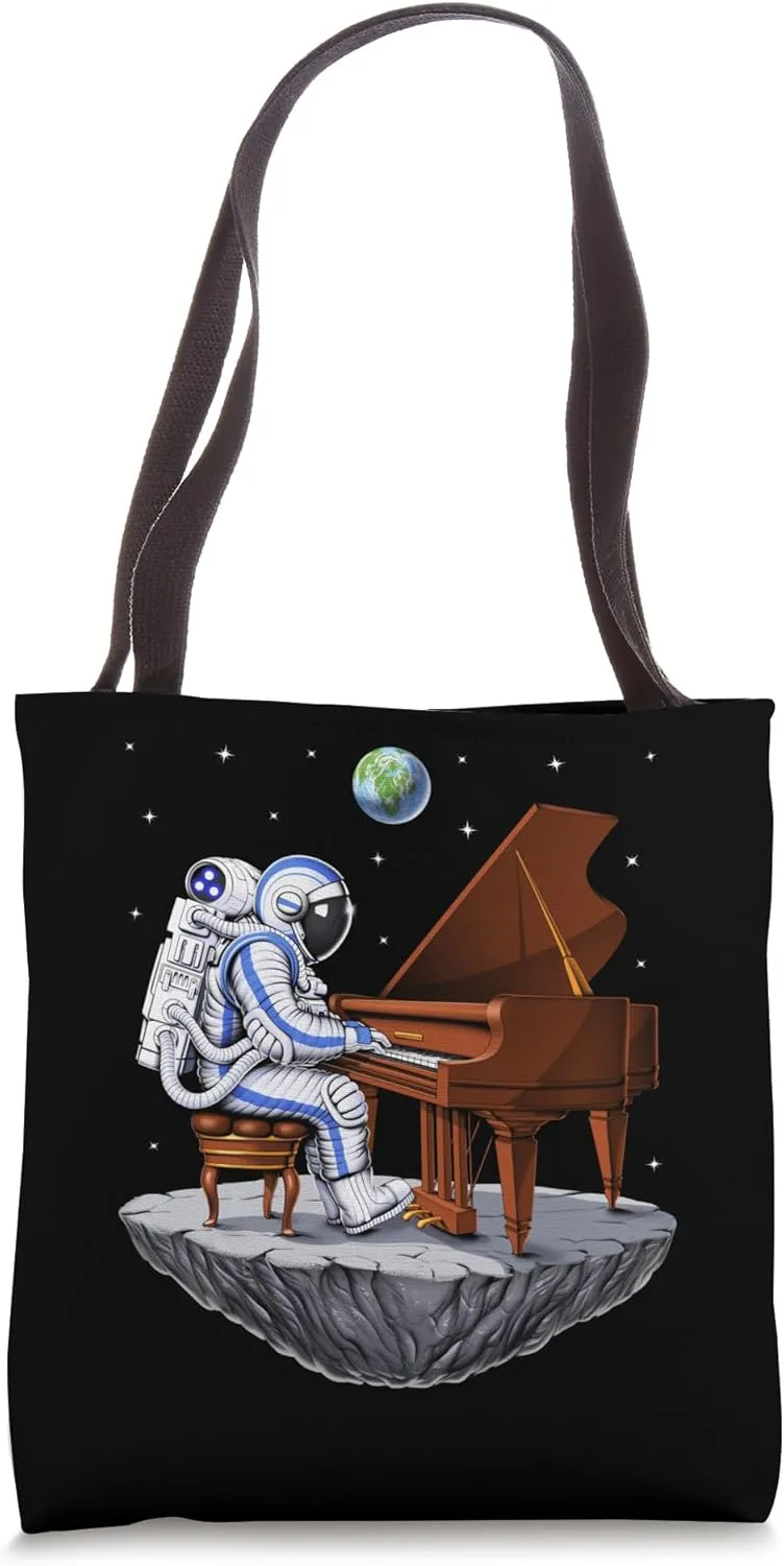 Space Astronaut Playing Piano Pianist Musician Piano Lover Tote Bag