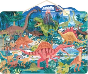 Speedy Monkey Magnetic Dinosaur Puzzle, Wooden Base Art Puzzle with Colorful Dino Theme, Educational Toy for Focus & Cognitive Development, Room Decor & Gift, Montessori Puzzle for Kids