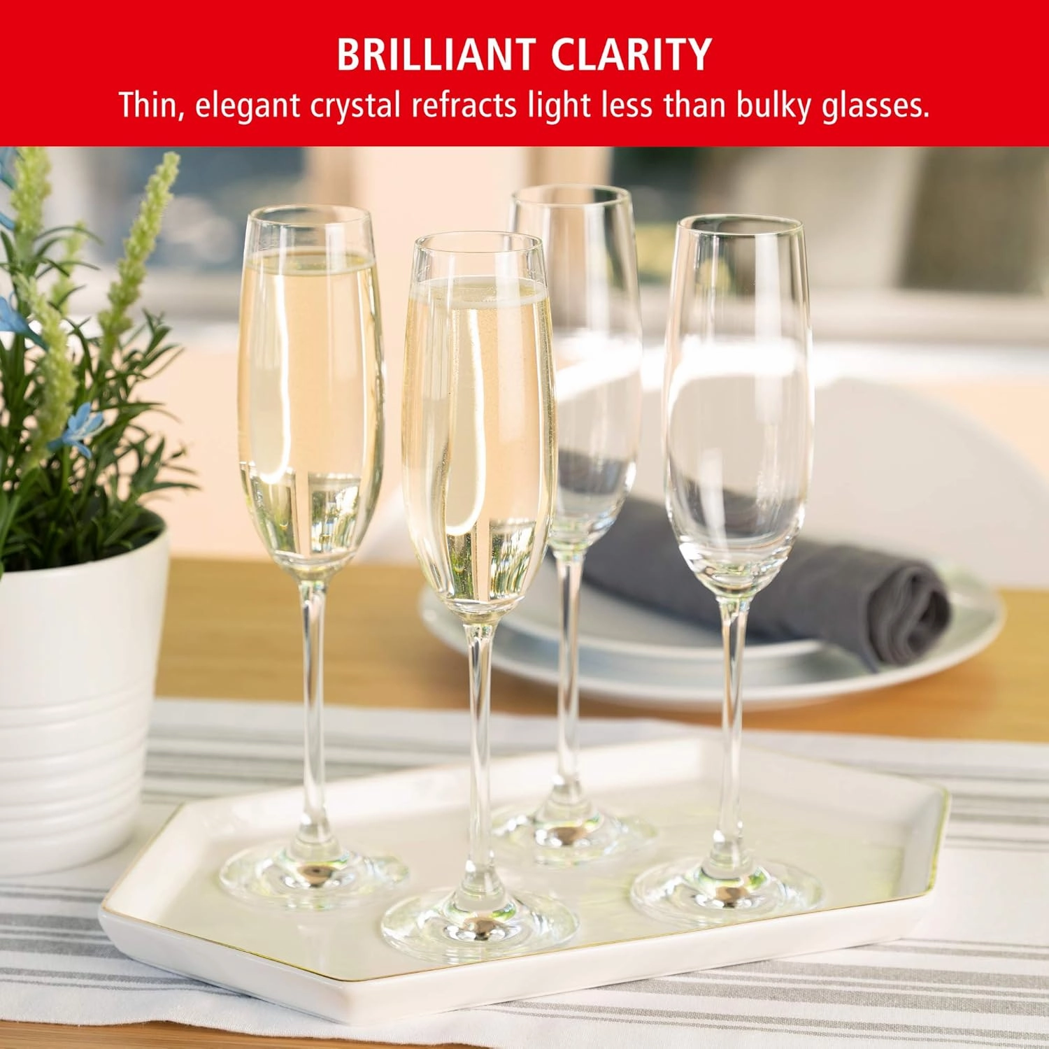 Spiegelau Salute Champagne Wine Glasses, Set of 4, European-Made Lead-Free Crystal, Classic Stemmed, Dishwasher Safe, Professional Quality Wine Glass Gift Set, 7.4 oz