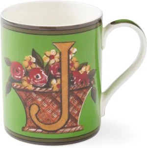 Spode Kit Kemp 12oz Alphabet Mug | Letter J- Unique Stylish Pattern | Fine China | Dishwasher Safe | For Coffee and Tea | Fabulous Gift | Home or Office Use