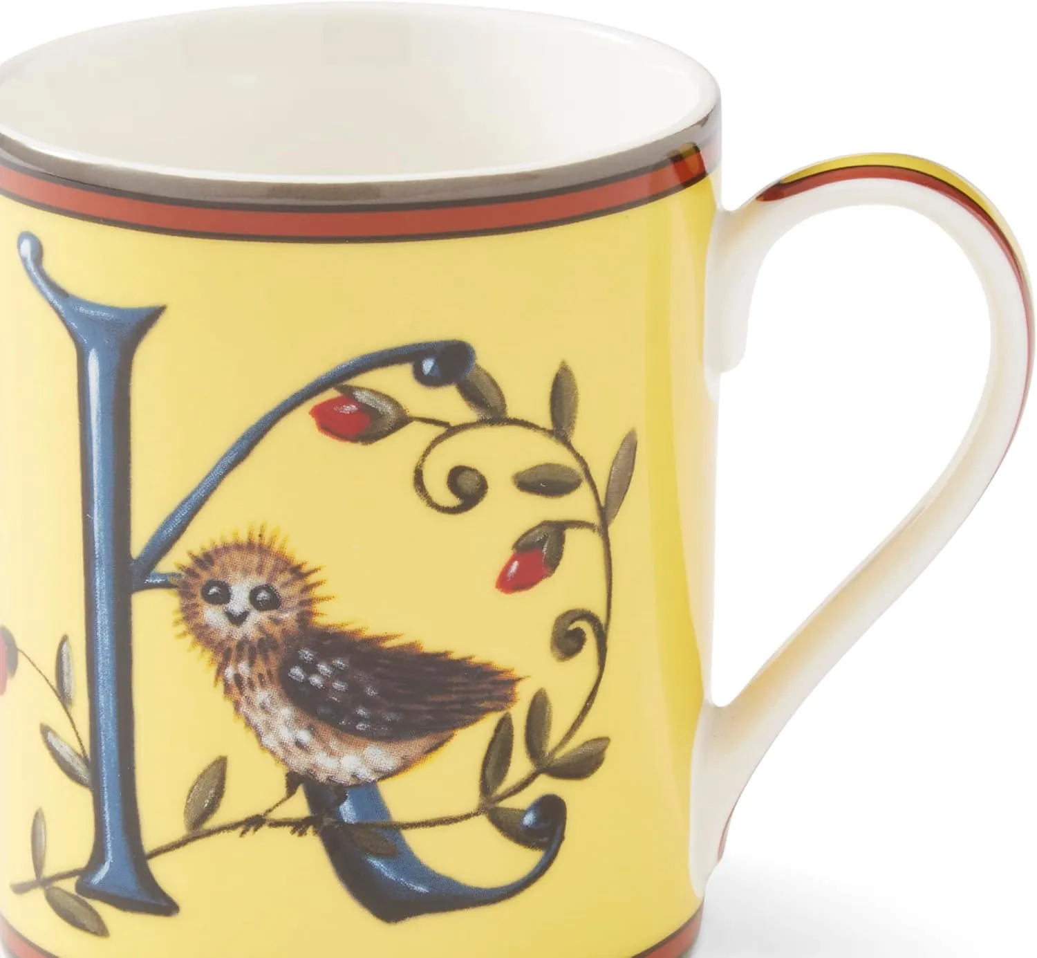 Spode Kit Kemp 12oz Alphabet Mug | Letter K- Unique Stylish Pattern | Fine China | Dishwasher Safe | For Coffee and Tea | Fabulous Gift | Home or Office Use