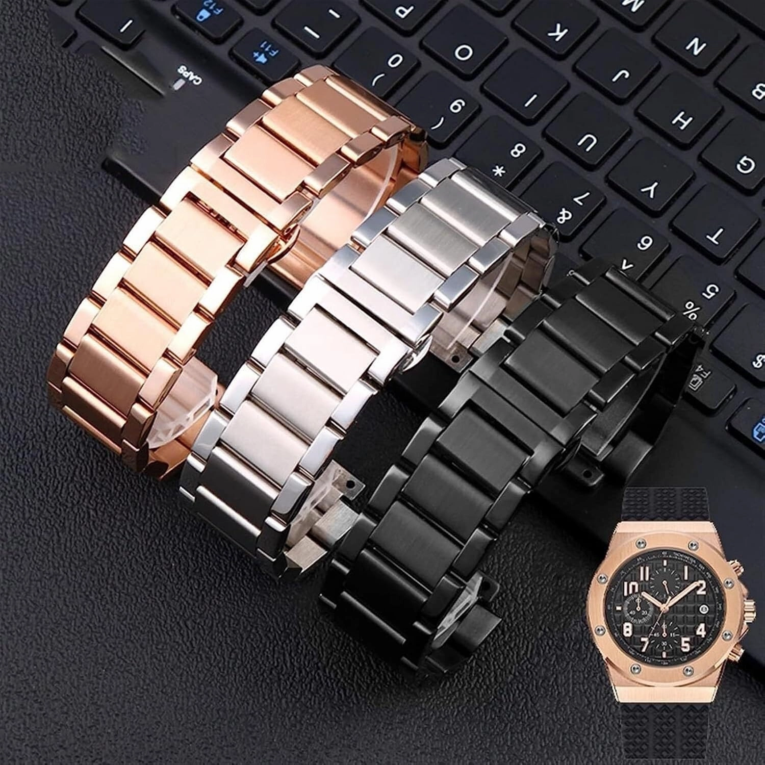 Stainless steel Bracelet For Hublot big bang classic fusion watch band with male convex 27-19mm accessories