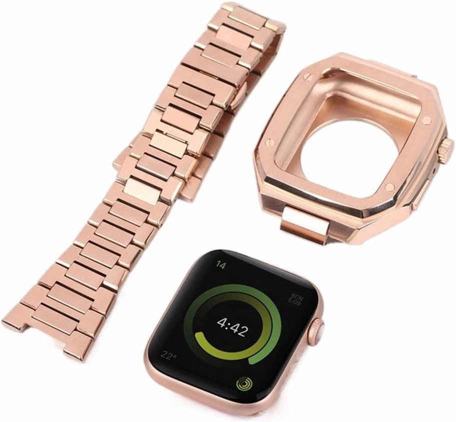 Stainless Steel Integrated Strap For Band 44mm 45mm，Men Women Metal Bracelet Accessories For Series 8 7 6 5 4 SE Watchband