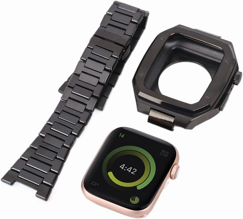 Stainless Steel Integrated Strap For Band 44mm 45mm，Men Women Metal Bracelet Accessories For Series 8 7 6 5 4 SE Watchband