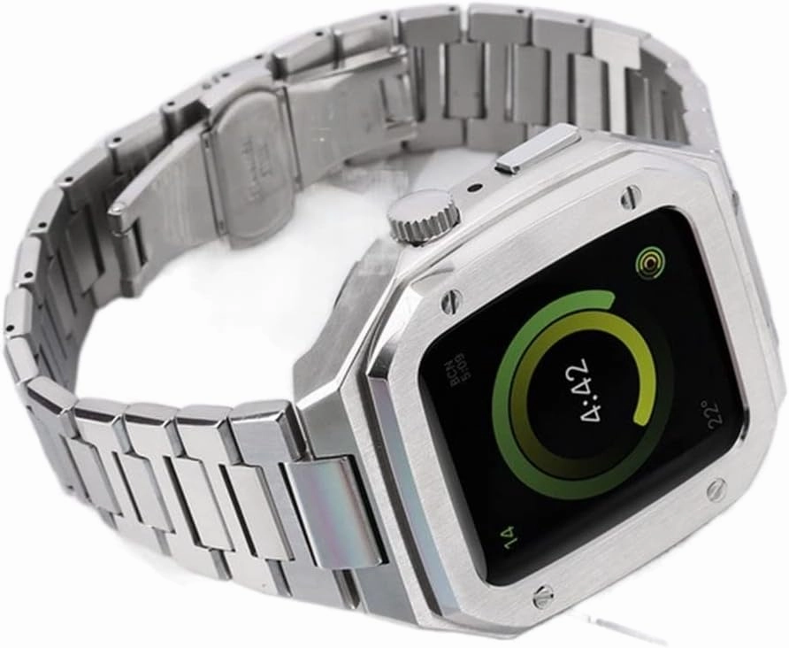 Stainless Steel Integrated Strap For Band 44mm 45mm，Men Women Metal Bracelet Accessories For Series 8 7 6 5 4 SE Watchband