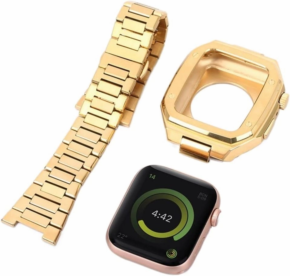 Stainless Steel Integrated Strap For Band 44mm 45mm，Men Women Metal Bracelet Accessories For Series 8 7 6 5 4 SE Watchband