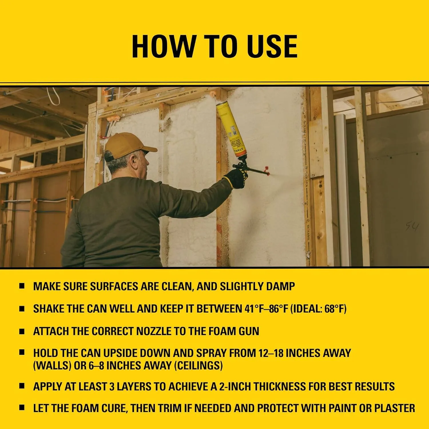 STANLEY Supercoat Spray Foam Insulation Kit - Closed Cell Spray Foam Covers Up to 480 Sq.Ft. - Including Gun, Cleaner, Safety Items - 27.1 oz, 24 Pack