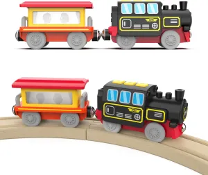 Steam Locomotive Electric Train Battery Operated Train for Wooden Track Toys for 3-7 Years Old Toddlers & Kids,Compatible with All Major Brands in Market (Battery not Included)