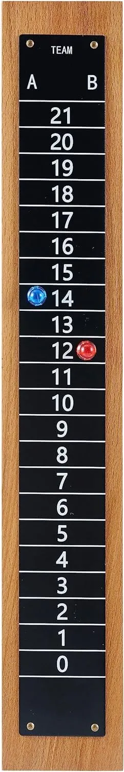 Steel Scoreboard Nailed on a Beech Board with Magnetic Score Keepers for Cornhole and Other Games (17" H x 2.75" W)