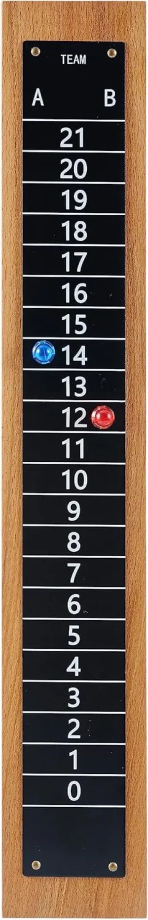 Steel Scoreboard Nailed on a Beech Board with Magnetic Score Keepers for Cornhole and Other Games (17" H x 2.75" W)