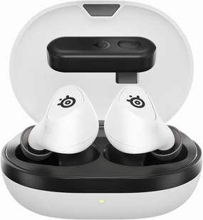 SteelSeries Arctis GameBuds for PlayStation/PC/Switch/Mobile — Quick-Switch 2.4GHz   Bluetooth 5.3 — Active Noise Cancelling — 100  Game Audio Presets — 40H Battery with Qi Charging Case - White