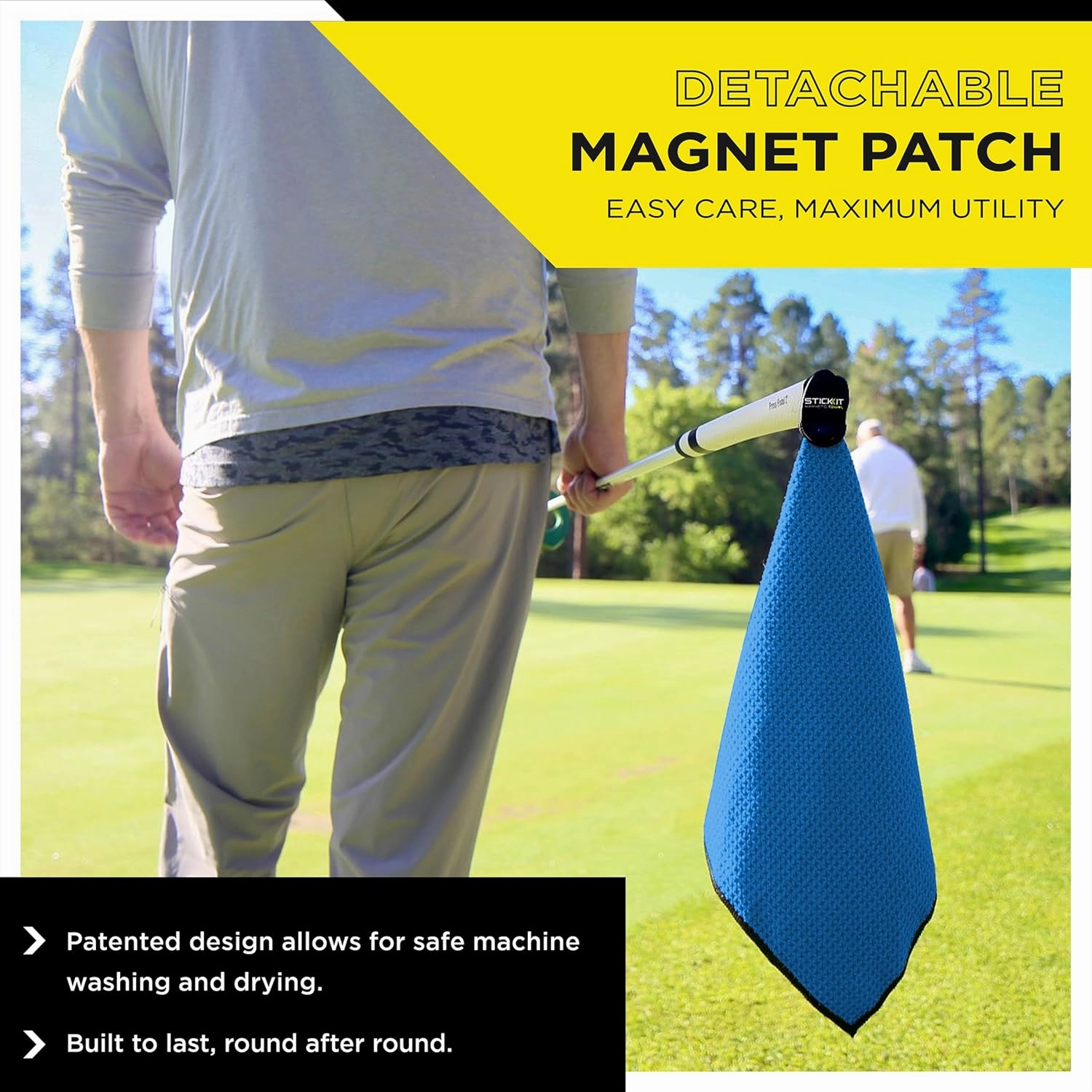 STICKIT Mini Magnetic Towel, Royal Blue, Premium Microfiber Waffle Weave, Ultra-Absorbant, Quick-Drying, Industrial Strength Magnet for Golf Bags, Carts & Clubs - Compact, Greenside Towel for Golfers