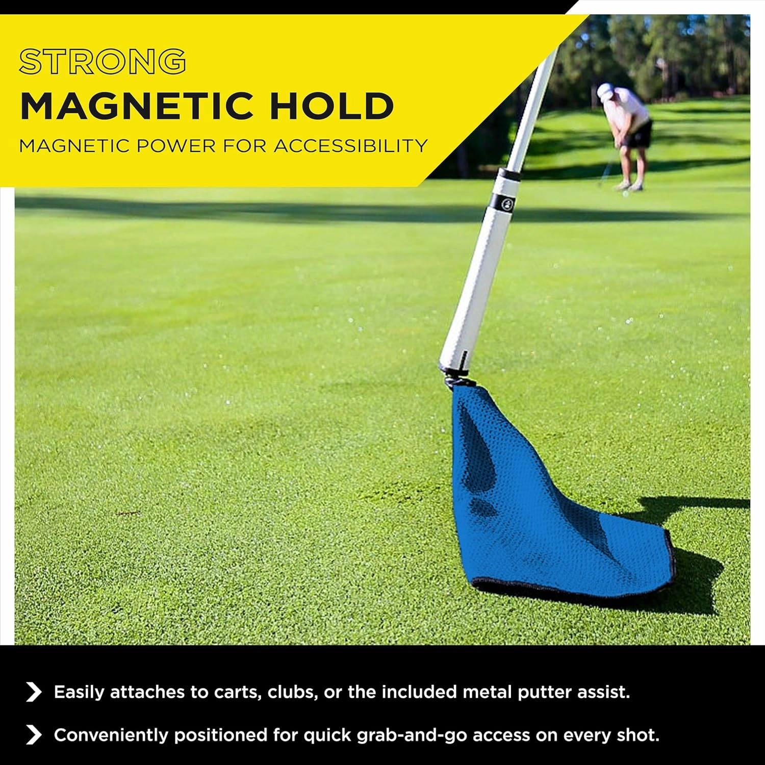 STICKIT Mini Magnetic Towel, Royal Blue, Premium Microfiber Waffle Weave, Ultra-Absorbant, Quick-Drying, Industrial Strength Magnet for Golf Bags, Carts & Clubs - Compact, Greenside Towel for Golfers