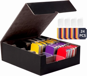 Storage Box For Trading Cards With Dedicated Card Supporters,3000  Mtg Deck Box With 24 Colorful Divider Tabs,Trading Card Storage Fits For Magic Game Cards (Black and Grey)
