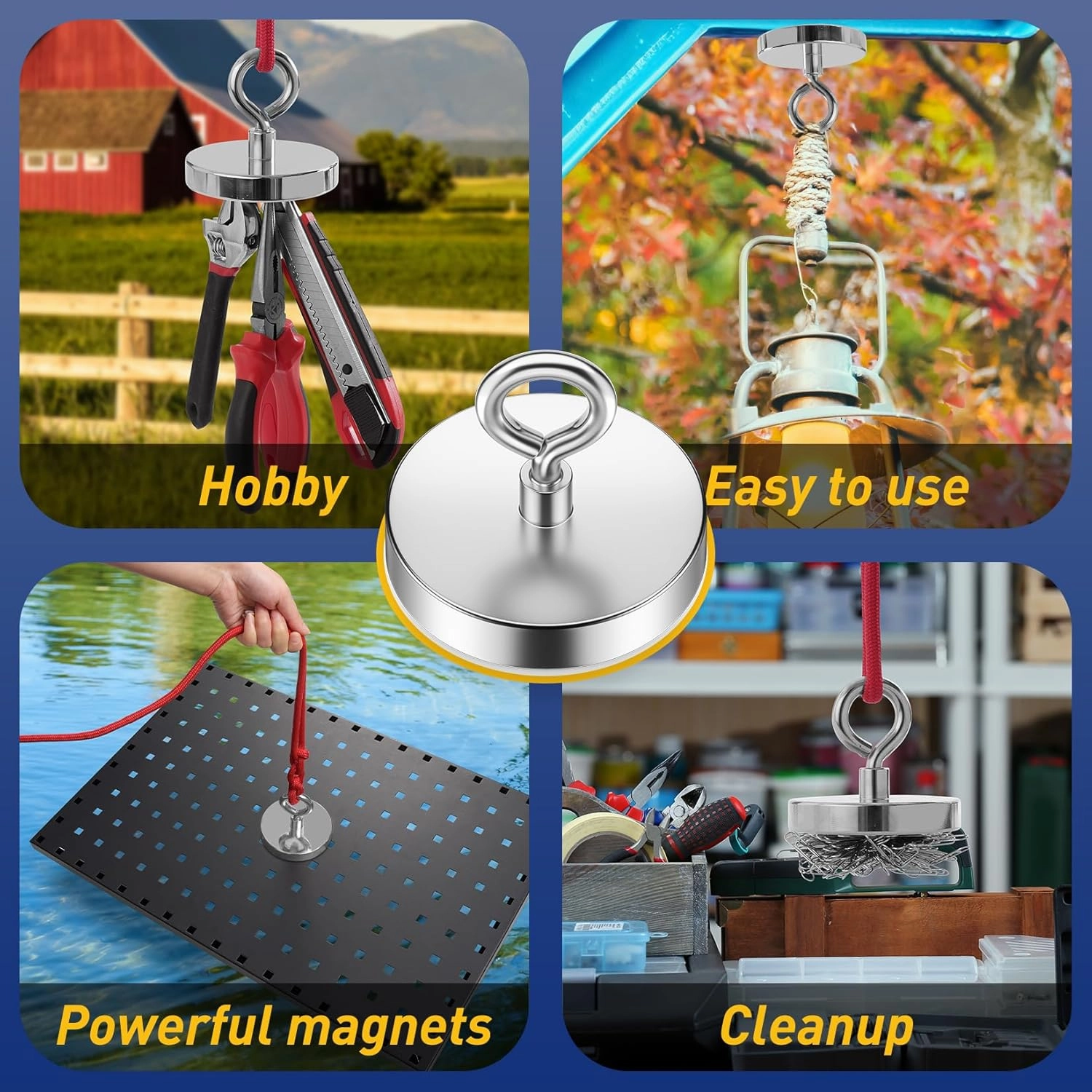 Strong Neodymium Fishing Magnets, 1000 lbs (453 KG) Pulling Power, Rare Earth Magnets, 3.54 inch (90mm) Diameter, Ideal for River Recovery and Magnetic Fishing Excursions