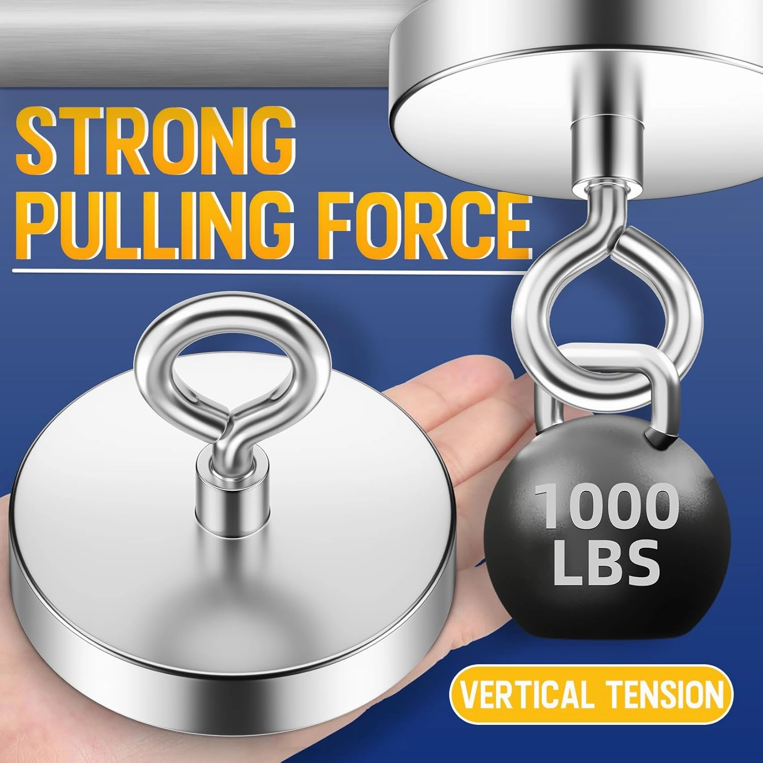 Strong Neodymium Fishing Magnets, 1000 lbs (453 KG) Pulling Power, Rare Earth Magnets, 3.54 inch (90mm) Diameter, Ideal for River Recovery and Magnetic Fishing Excursions