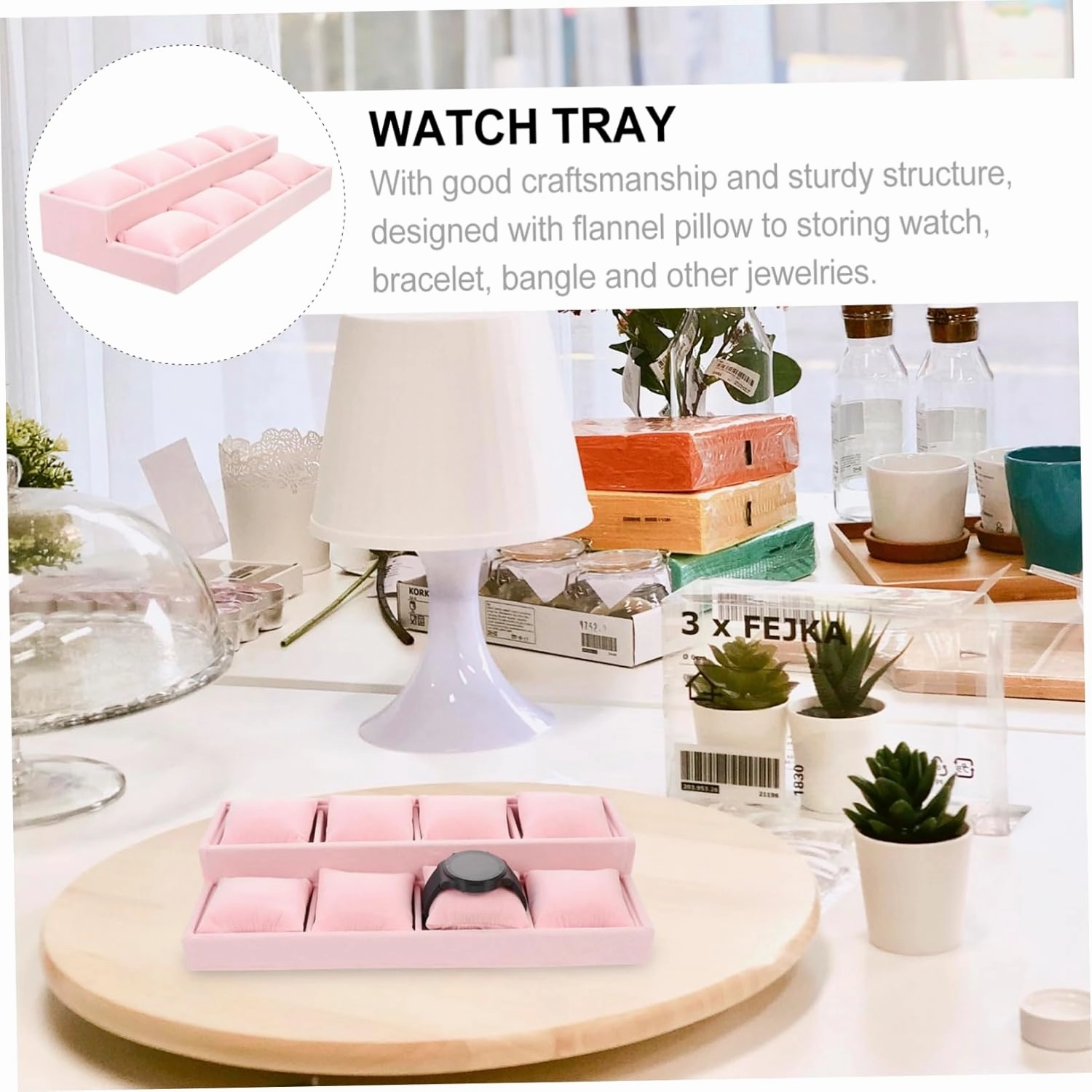 Sturdy Jewelry Props Display Watch Show Tray Soft Velvet Surface Watch Display Tray