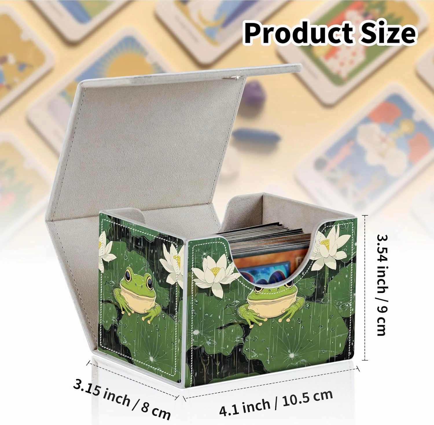 Stylish MTG Deck Box for 110  Cards, Magnetic Commander Deck Case with Bonus Game Card Pouch, Durable Storage for TCG and Sleeved Magic Cards, Cute Frog