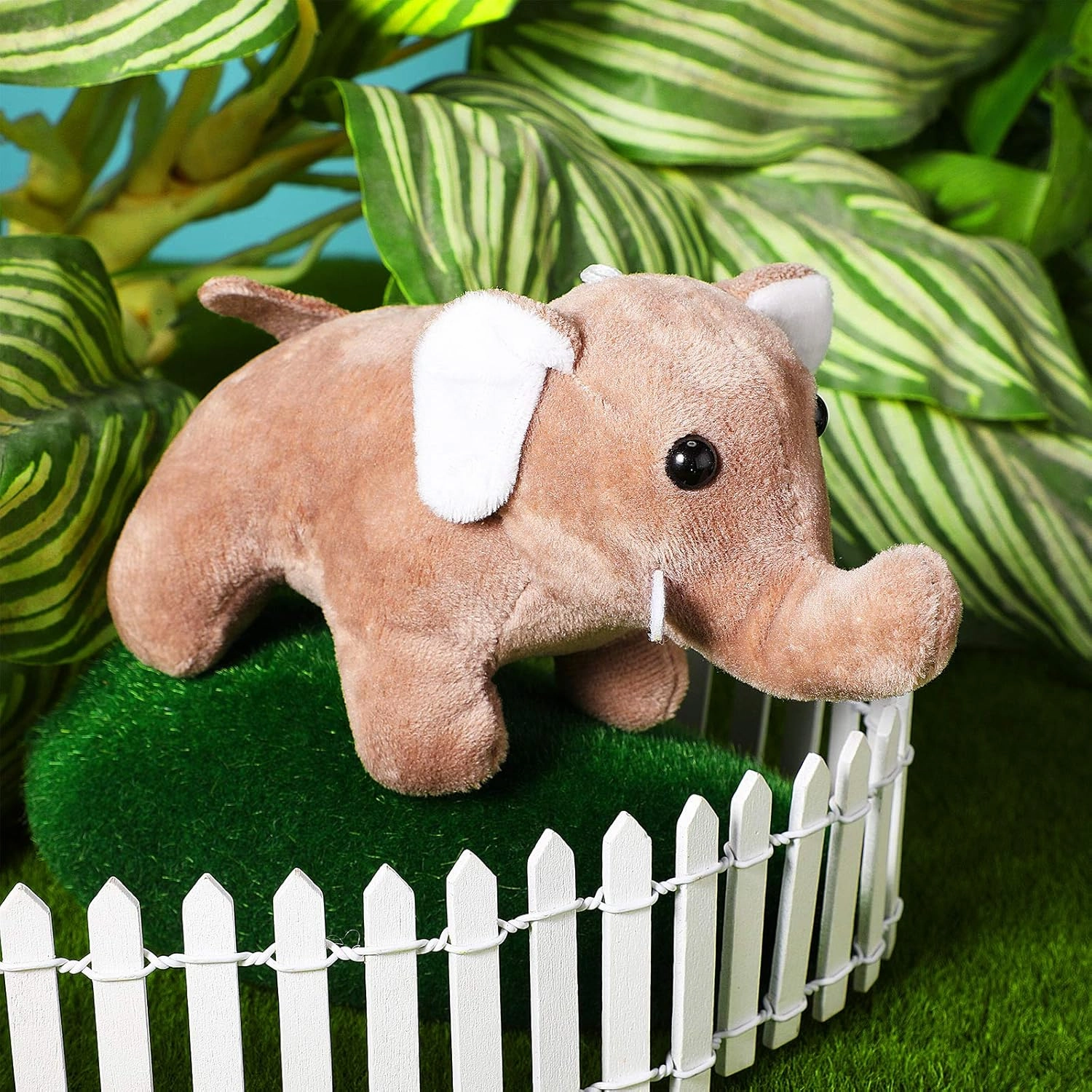 Sumind 12 Pieces Mini Stuffed Forest Animals Jungle Animal Plush Toys 4.8 Inch Cute Elephant Lion Giraffe Tiger Plush for Animal Themed Parties Achievement(Lying)