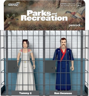 Super7 Parks and Recreation Ron and Tammy 2 Wedding Night - (2-Pack) 3.75" Parks and Rec Action Figures with Accessory Classic TV Show Collectibles and Pop Culture Toys