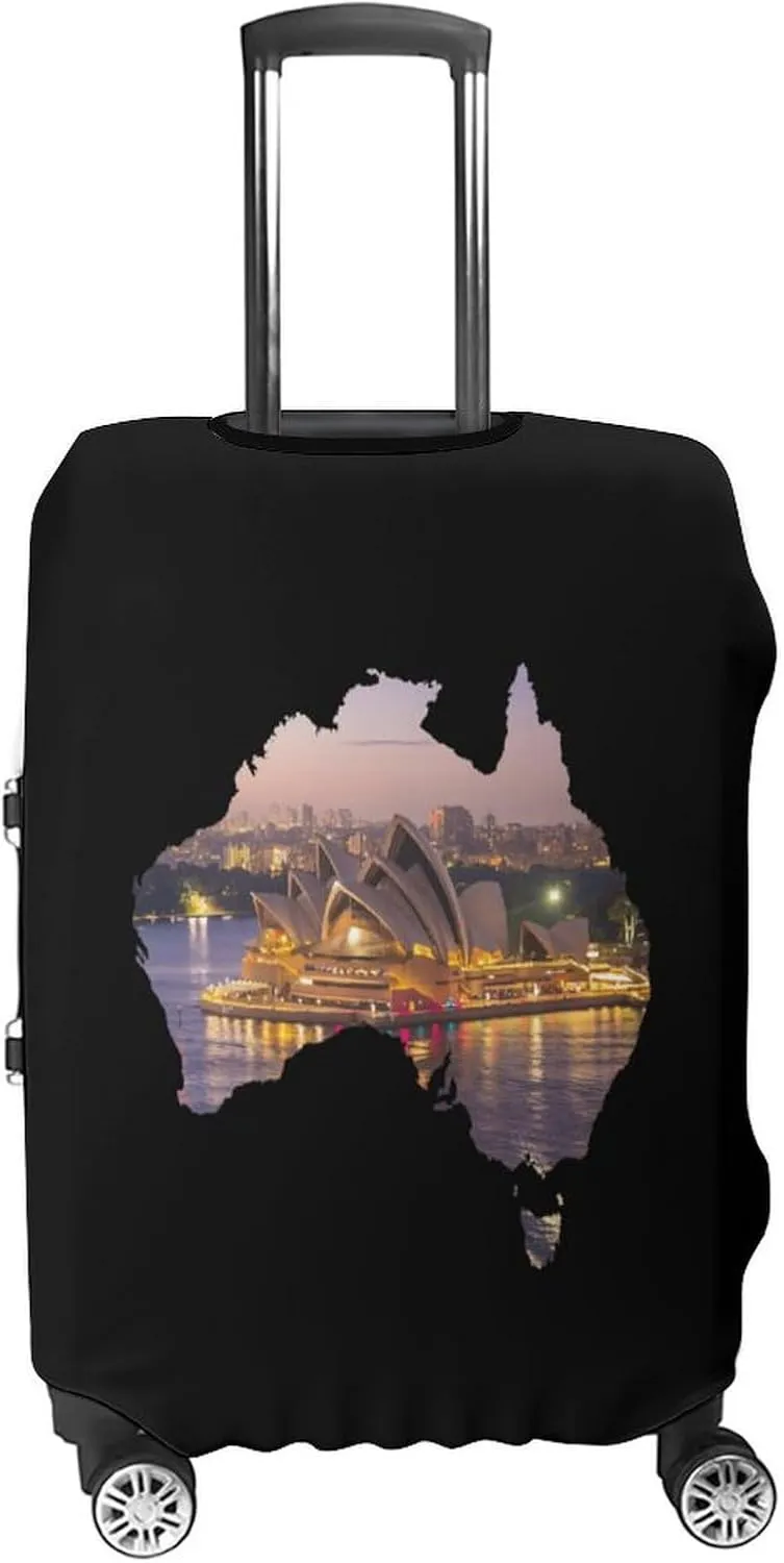 Sydney Opera House Australia Map Unisex Luggage Cover Washable Travel Suitcase Case Anti-Scratch Baggage Protector