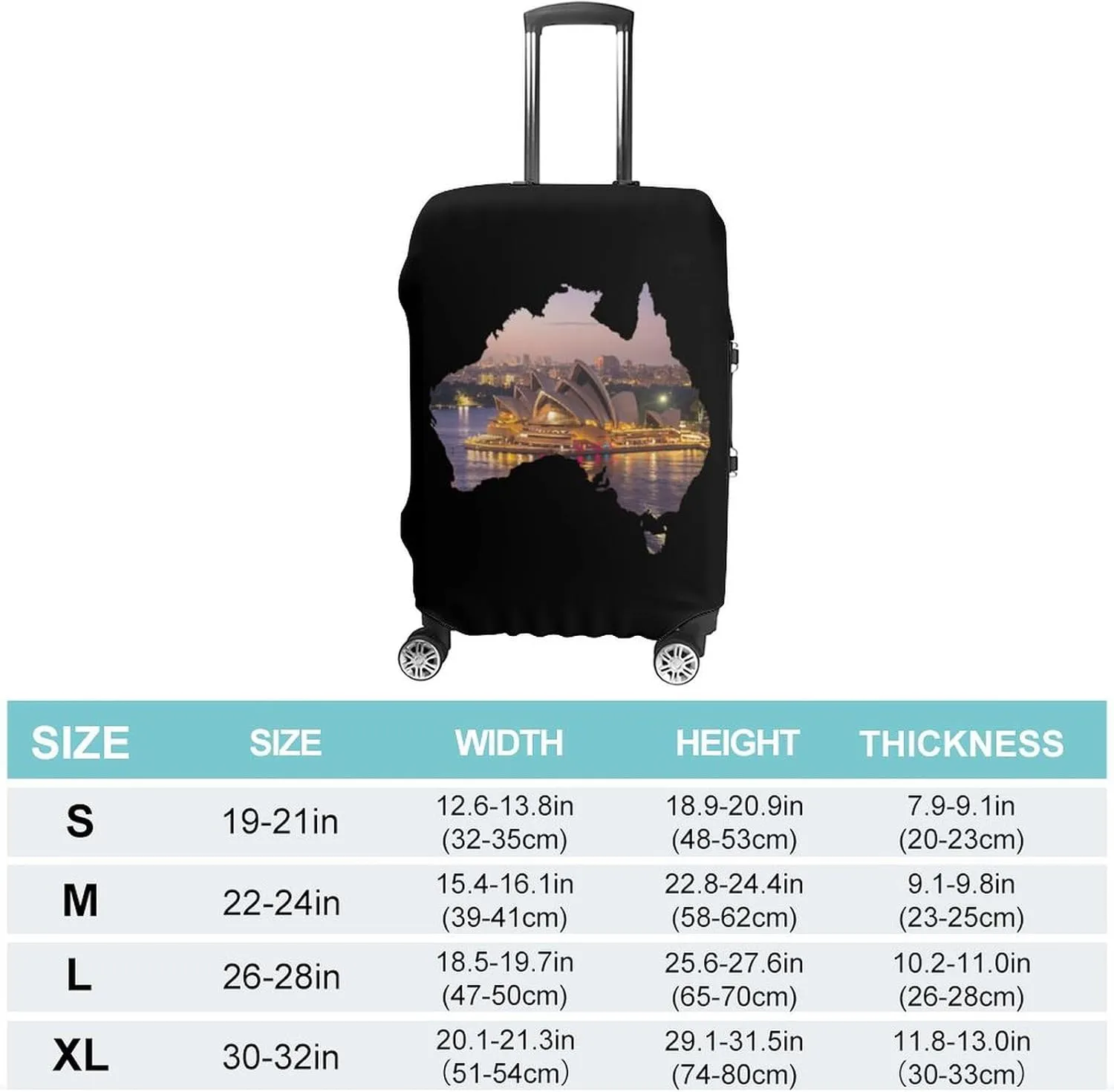 Sydney Opera House Australia Map Unisex Luggage Cover Washable Travel Suitcase Case Anti-Scratch Baggage Protector