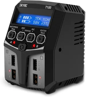 T100 Dual Balance 5A 100W AC100-240V XT60 Plug Dual Channel for 2-4S LiPo Li-ion Life LiHV 6-8S NiMH PB Battery RC Car Boat Helicopter Airplane