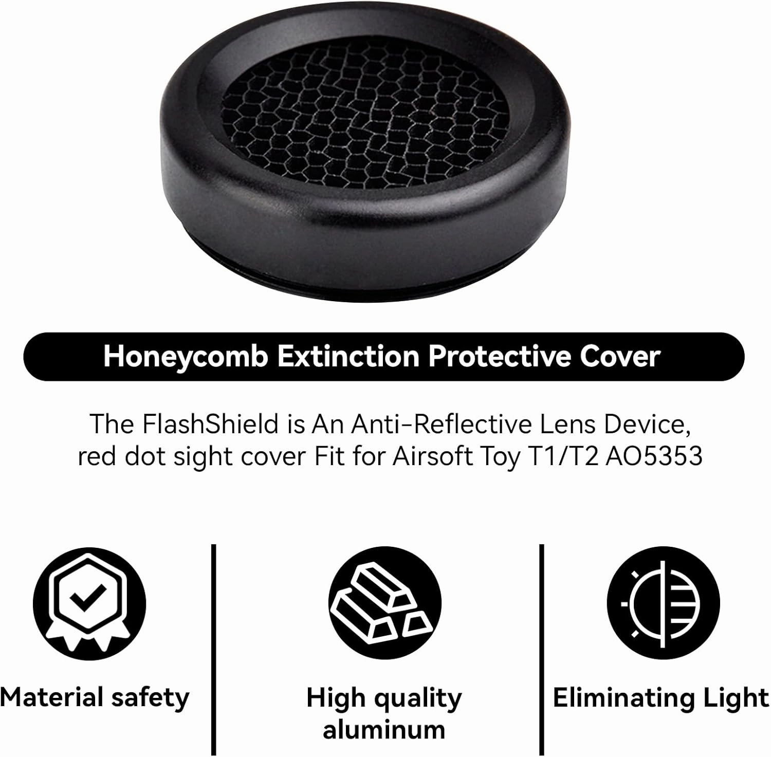 T1RedDot Anti Reflection Devices Scope Protector Shade Sunshade Protective Lens Covers for Airsoft Toy, Black