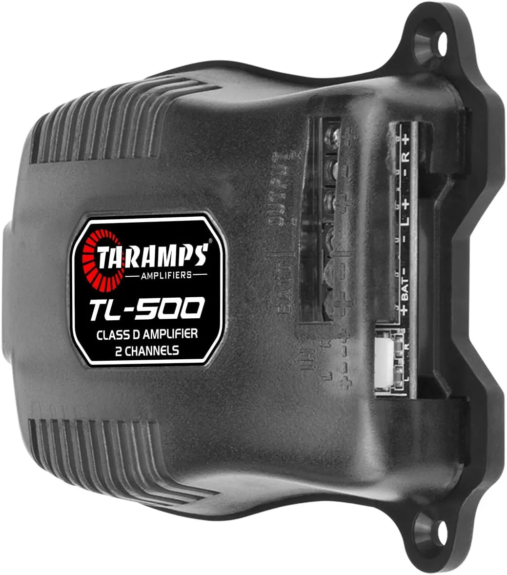 Taramp's TL 500 Amplifier 90 Watts RMS at 2 Ohms, 2x 45 Watts RMS, 2 Channels Class D, Car Audio Amp, Stereo, A.R.T System, Automatic Activation, 8 ~ 16 VDC, Black, Small