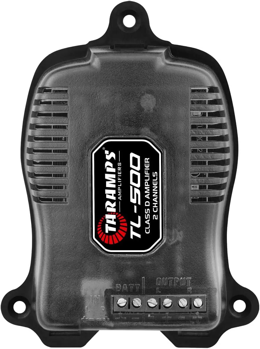 Taramp's TL 500 Amplifier 90 Watts RMS at 2 Ohms, 2x 45 Watts RMS, 2 Channels Class D, Car Audio Amp, Stereo, A.R.T System, Automatic Activation, 8 ~ 16 VDC, Black, Small