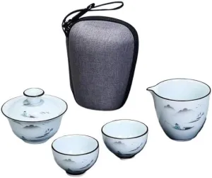 Tea Set Chinese Tea Set Tea Sets Porcelain,Travel Tea Sets, Ceramic Portable Teapot Set Cups of Tea Ceremony Teacup Fine with Travel Bag