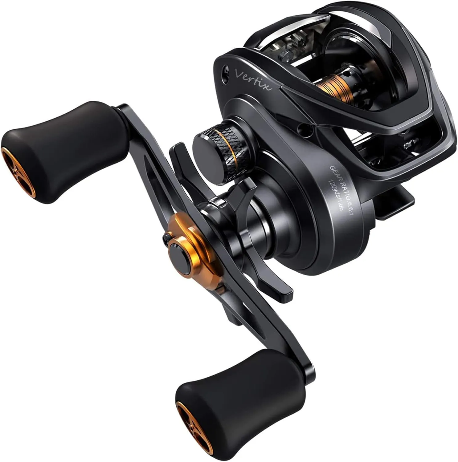 Tempo Baitcasting Reel, Super Smooth 9 1 BB,20LBs Carbon Fiber Drag, 6.6:1 Brass Gear Ratio Low Profile Design Fishing Reel, Magnet Braking System Baitcaster Reel,Dark Grey Left