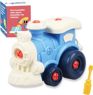 The Assembler Take Apart Assembly Tools; STEM Construction Toy with Drill Wrench Screws, Toddler Mechanic Toy, Educational Gift for 2-6 (Steam Train)
