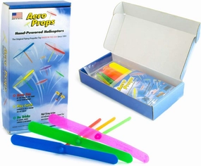 The Original Aero Props - Flying Helicopter Prop Hand Spinner - Plastic Spin Copter Dragonfly Whirlybird STEM Toy - Made in The USA - Fun for All Ages - Multi Color - 10 Pack