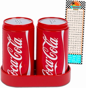 The Tin Box Company Coca Cola Salt and Pepper Shakers Set - Includes 2 Shakers and Bookmark | Red Plastic Coke Kitchen Accessories and Decor