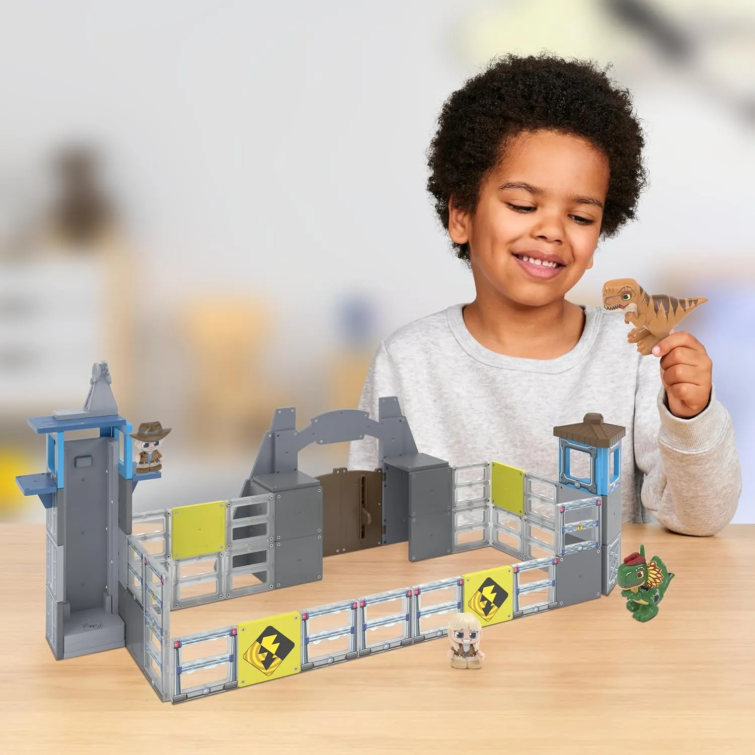 Tile Town Jurassic World Gate Escape Magnetic Tiles Building Set and Figures, Kids 3-5 , New Action Tiles for Action Play, Realistic Builds, STEM Creative Toy