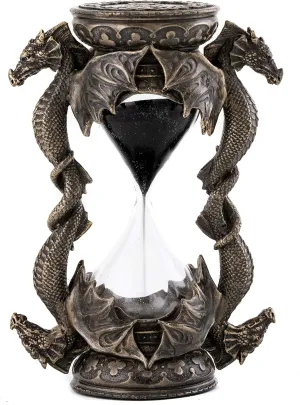 Top Collection Decorative Black Dragon Hourglass - Mythical Sand Timer in Premium Cold Cast Bronze - 5.75-Inch Collectible Medieval Celtic Clock Sculpture