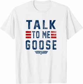 Top Gun Talk To Me Goose Distressed Text,Short Sleeve T-Shirt