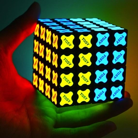 TOSY Magnet Cube 4x4 - 560 Magnets, 70 Blocks, 8in1 Toy: 4th of July Decorations, Puzzle Cube, STEM Building Blocks, Transformable Fidget Spinner, Infinity Cube, Magnet Tiles, UV Flashlight, Glowing