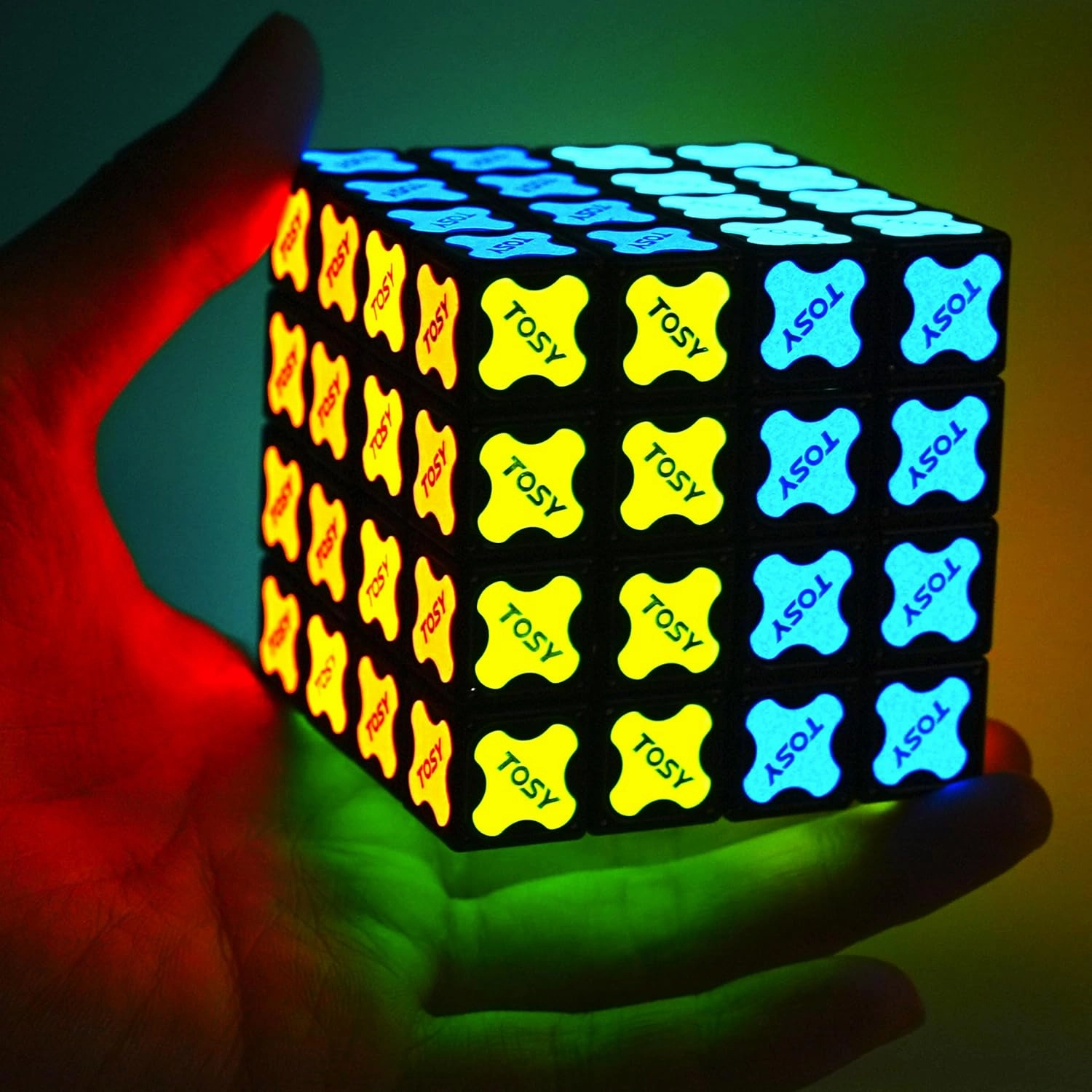 TOSY Magnet Cube 4x4 - 560 Magnets, 70 Blocks, 8in1 Toy: 4th of July Decorations, Puzzle Cube, STEM Building Blocks, Transformable Fidget Spinner, Infinity Cube, Magnet Tiles, UV Flashlight, Glowing