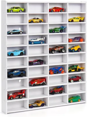 Toy Car Display Shelf, Holds 40 Diecast 1/64 Toy Cars, Wall Mount Model Car Storage Organize Case