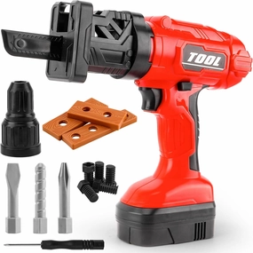 Toy Drill for Kids Ages 3-5,Electric Power Drill Include 3 Interchange Dirll Bits,1 Cutting Bits and Screw Set,Kids Pretend Play Tool with Realistic Sound & Action,Toys for Destructive Toddlers(Red)