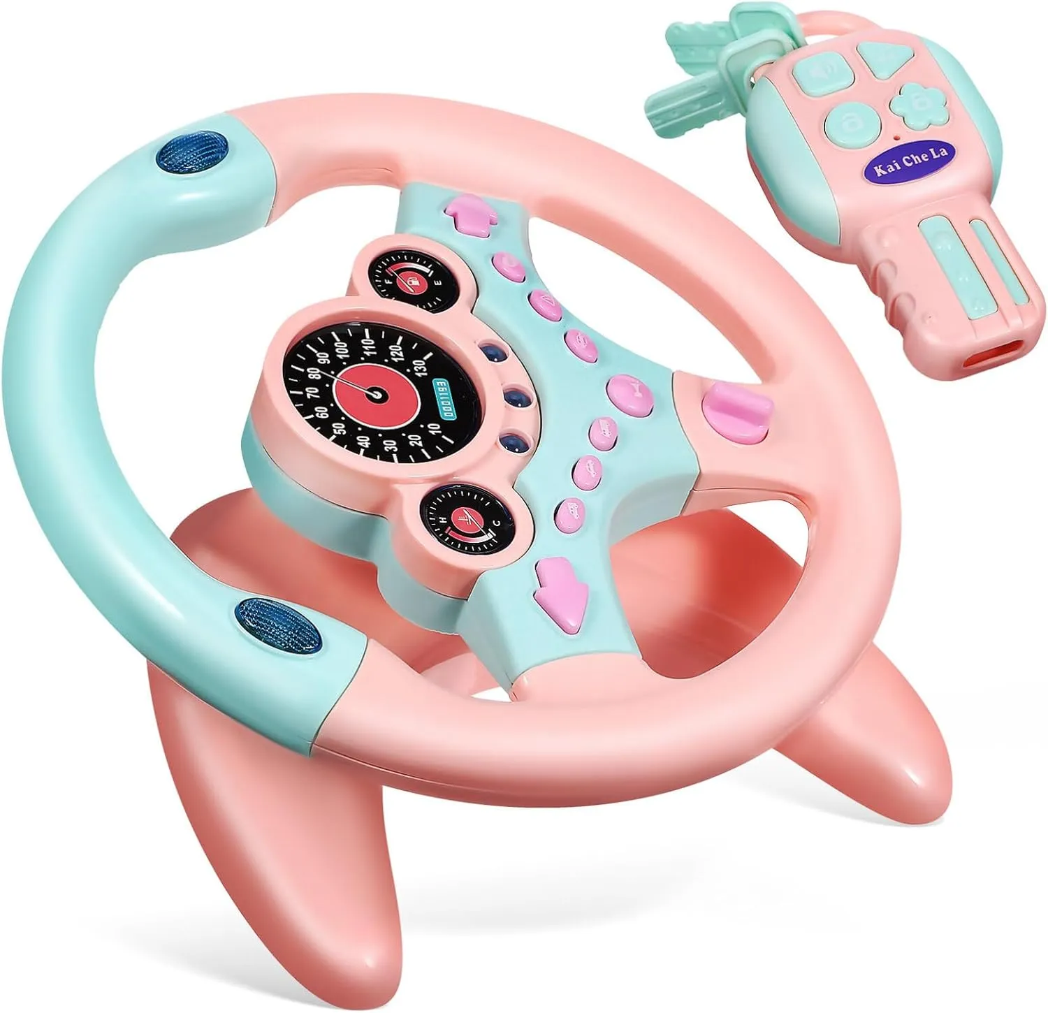 TOYANDONA Kids for Backseat with Car Key, Simulated Driving Toy with Light and Music Toddlers Pretend Play Toy for Baby Children
