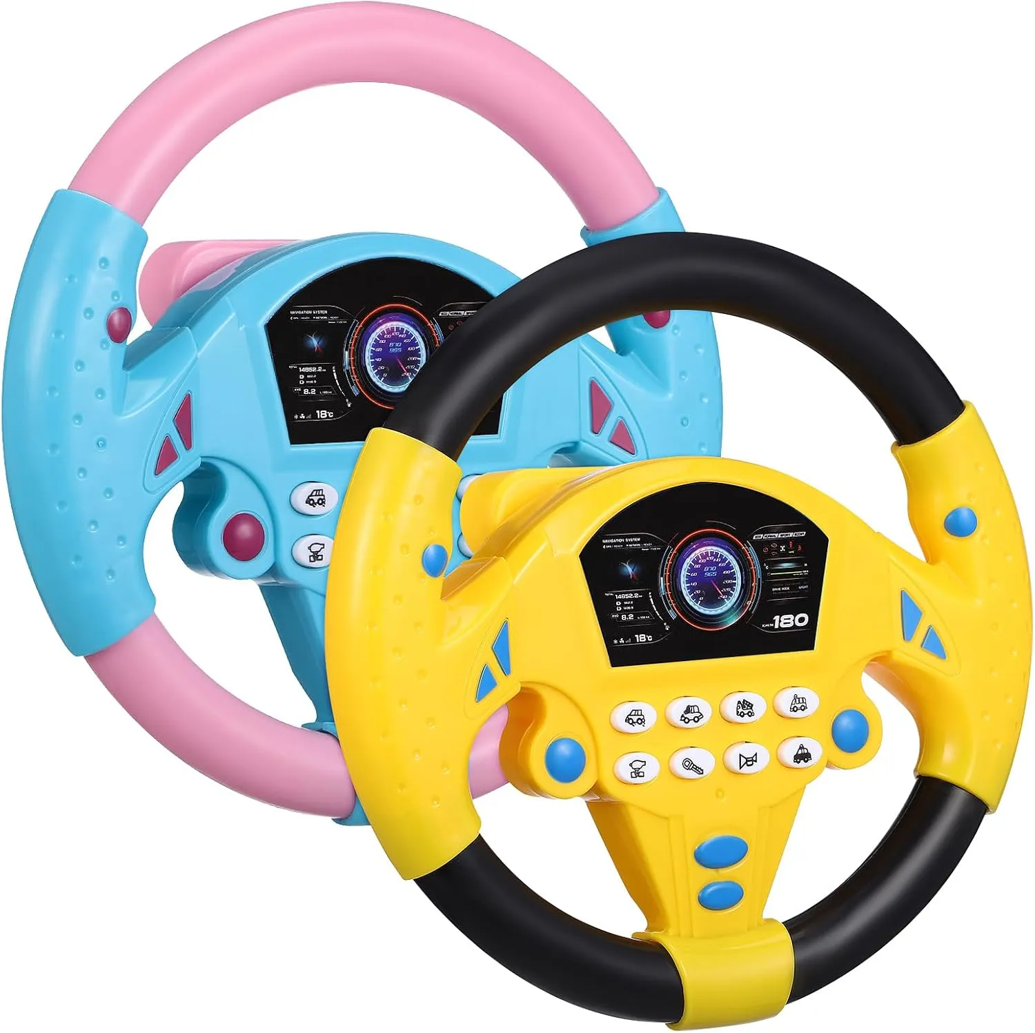 Toyvian 2 Pcs Toys Plastic Car Musical Toy Portable Simulated Driving Steering Toys Musical Toys for Toddler Kids