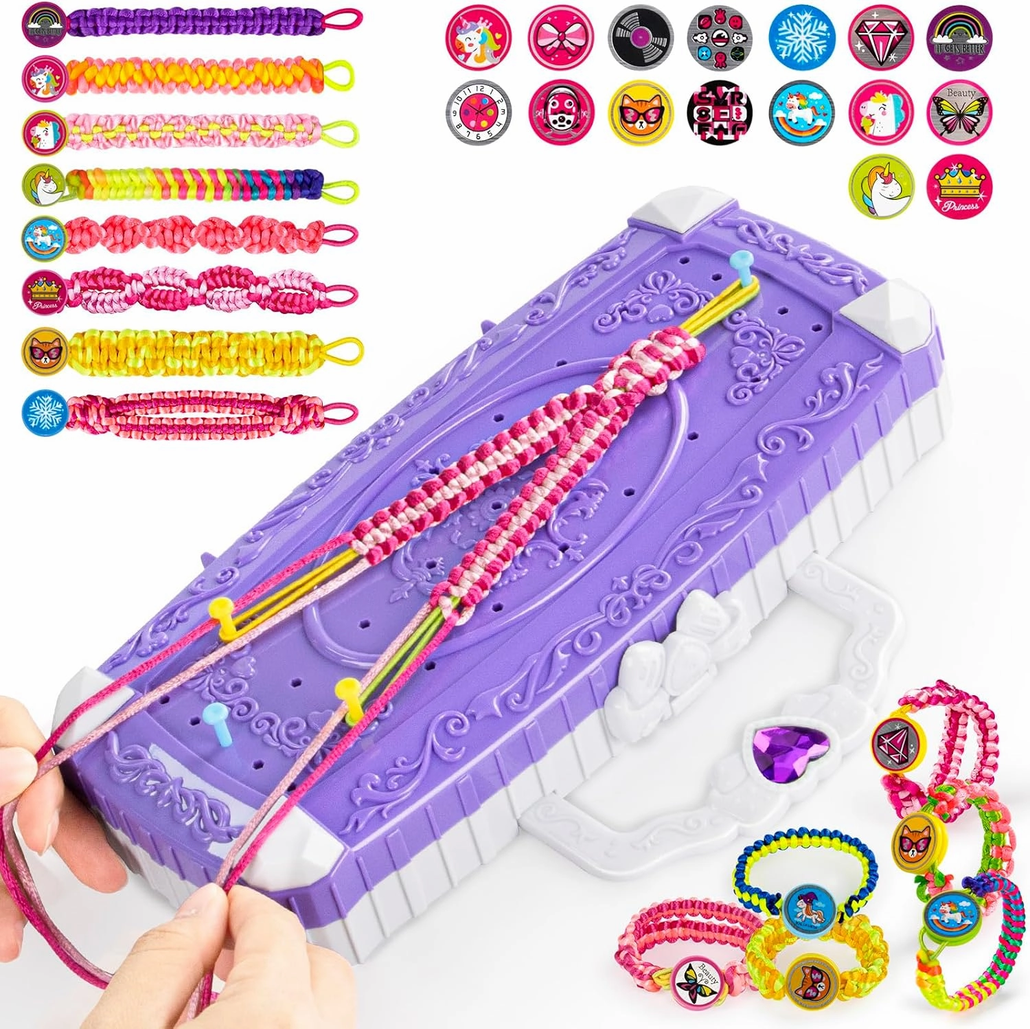 TQRAZ Bracelet Making Kit,Friendship Bracelet Kit DIY Arts and Crafts Toys,Bracelet Making Kit for Girls 8-12,Birthday Gifts Ideas for Girls 8 9 10 11 12  Years Old(Purple)