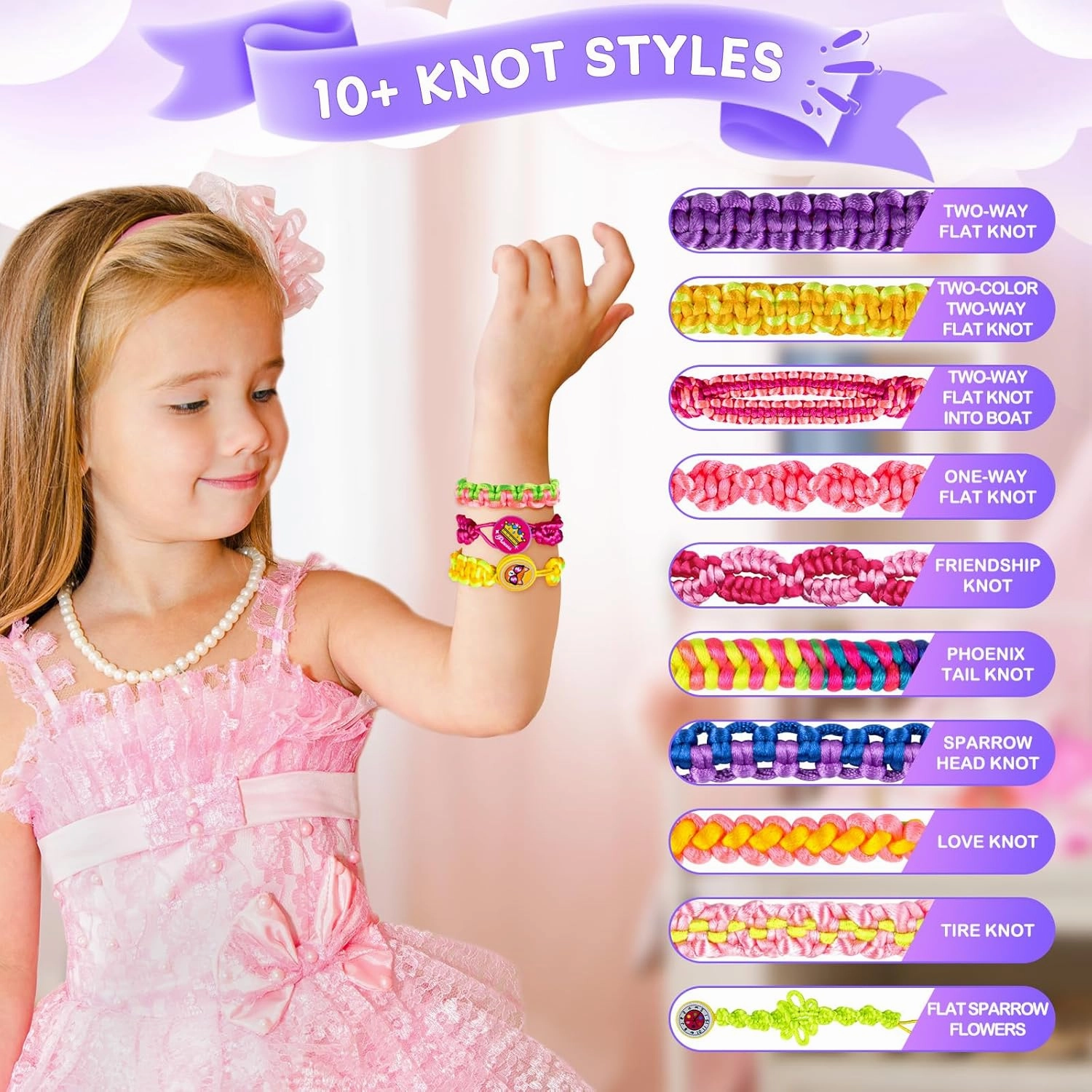 TQRAZ Bracelet Making Kit,Friendship Bracelet Kit DIY Arts and Crafts Toys,Bracelet Making Kit for Girls 8-12,Birthday Gifts Ideas for Girls 8 9 10 11 12  Years Old(Purple)